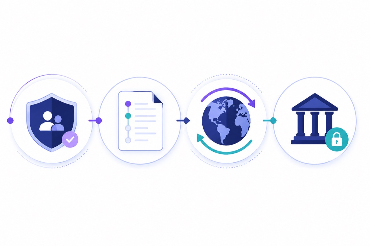 Decision map for setting international supplier payment terms: relationship risk, invoice milestone, currency, and payment controls