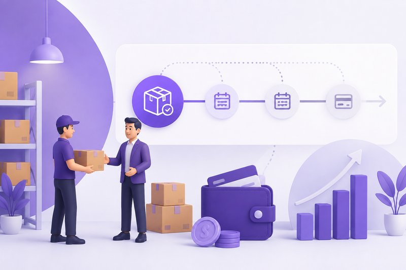 B2B BNPL digital trade credit flow illustration