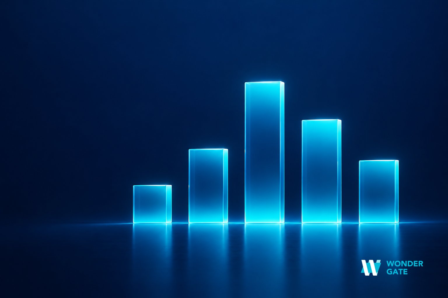 A clean minimal bar comparison of different payment methods, representing the cost and ROI of virtual cards versus wires, ACH and corporate cards